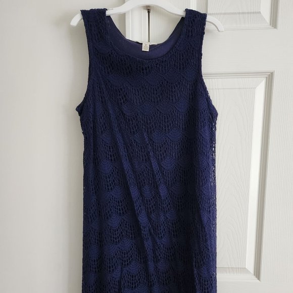 Navy Blue lace maternity dress - Picture 1 of 3